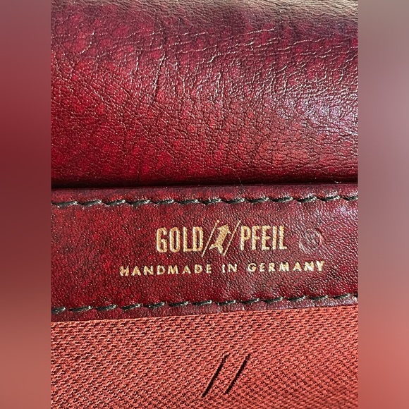 GOLD PFEIL Vintage Burgundy Leather Combination Lock Attaché Case - Picture 12 of 16